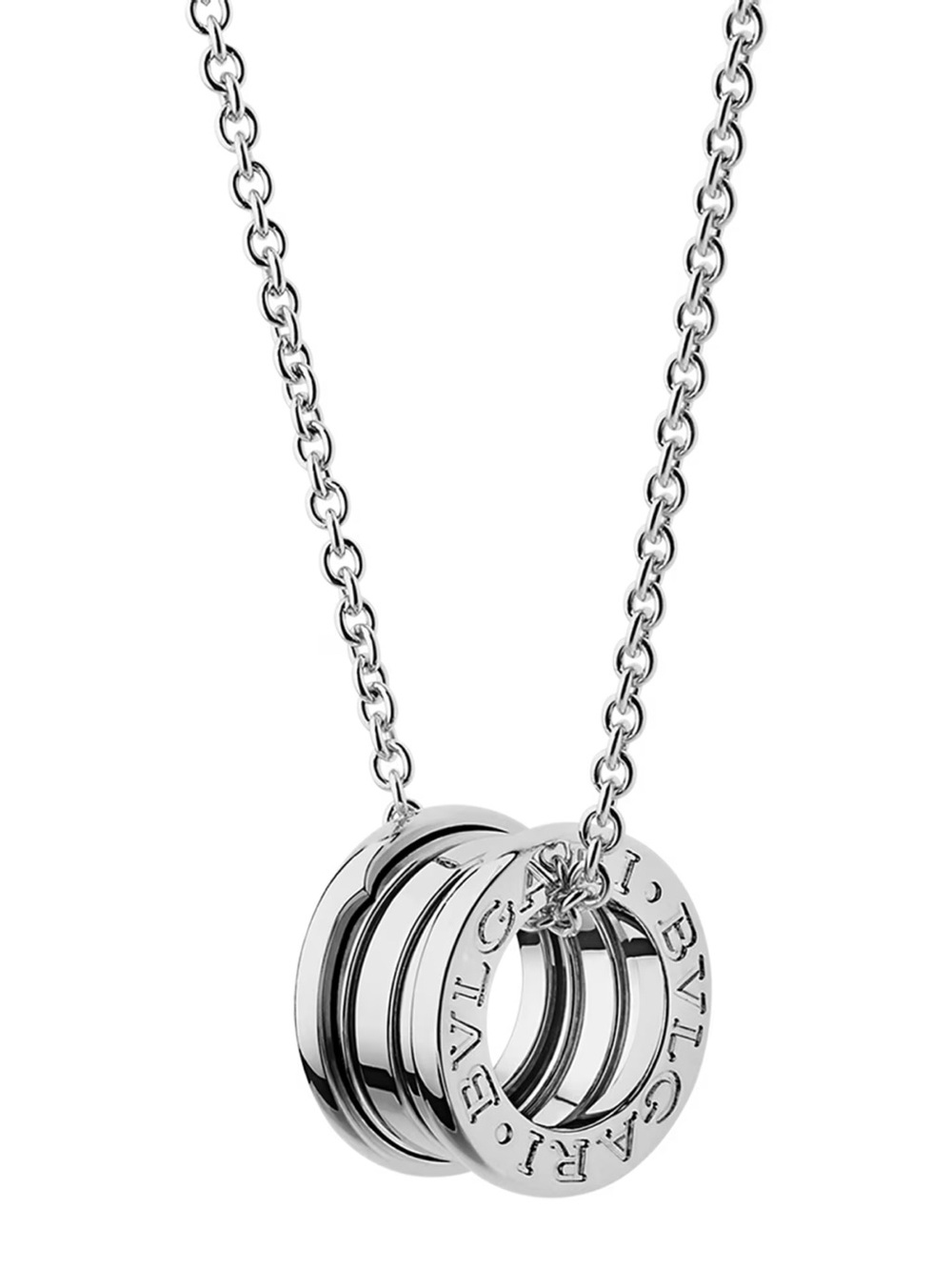 Bvlgari Silver Triple-Ring Logo Necklace